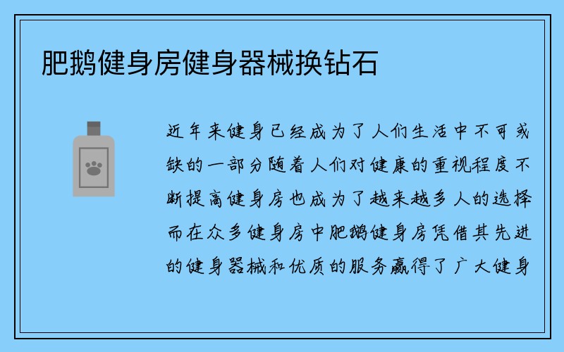 肥鹅健身房健身器械换钻石