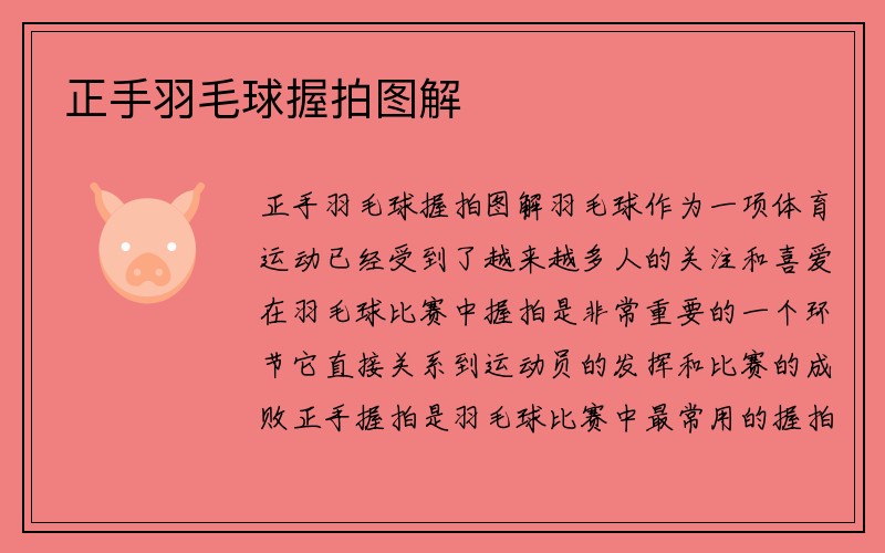 正手羽毛球握拍图解