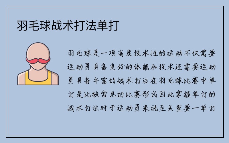 羽毛球战术打法单打